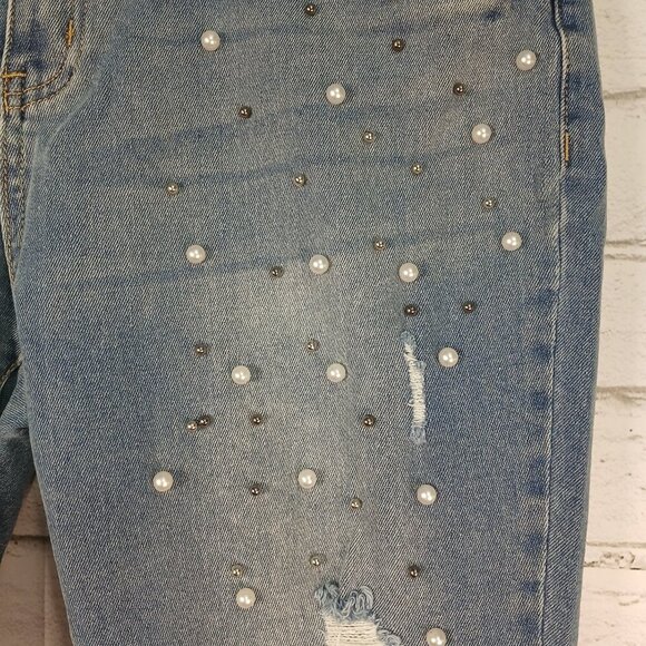 JUDY BLUE SKINNY FIT PEARL STUDDED JEANS WOMENS SIZE 15/32 - Picture 3 of 7